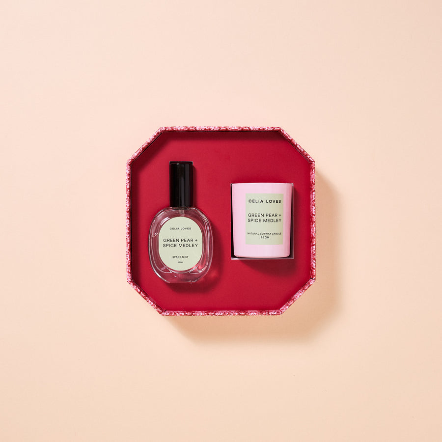 PREORDER Green Pear & Spice Medley - Candle & Room Spray Duo Set